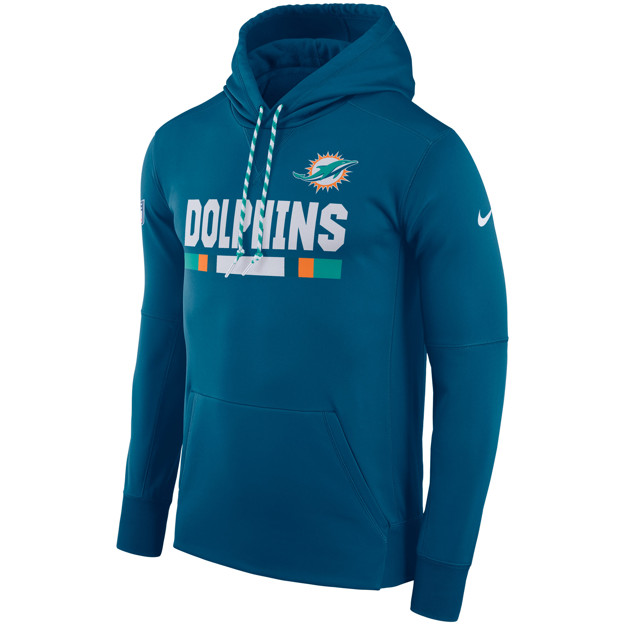 NFL Men Miami Dolphins Nike Aqua Sideline ThermaFit Performance PO Hoodie->new york giants->NFL Jersey